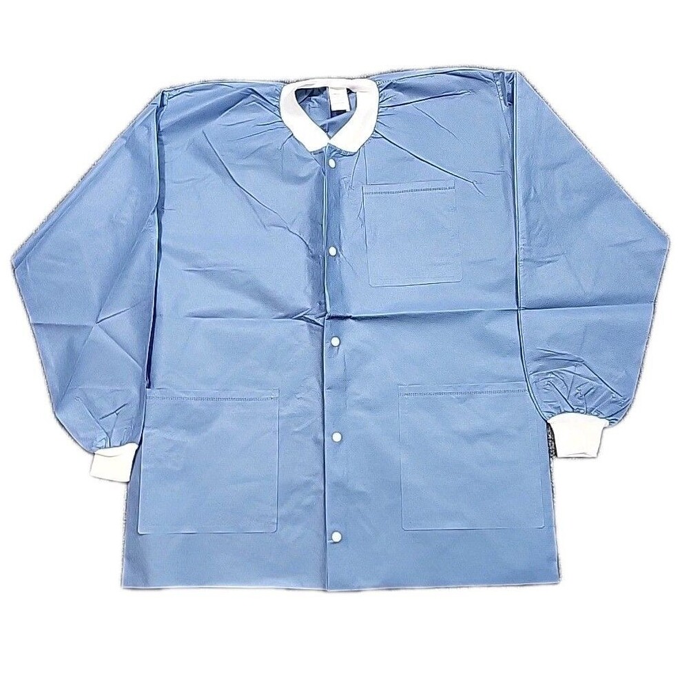 Lab Coats Maxcare Extra-safe  S Lot of 40 Knit Cuffs Blue Hip Length